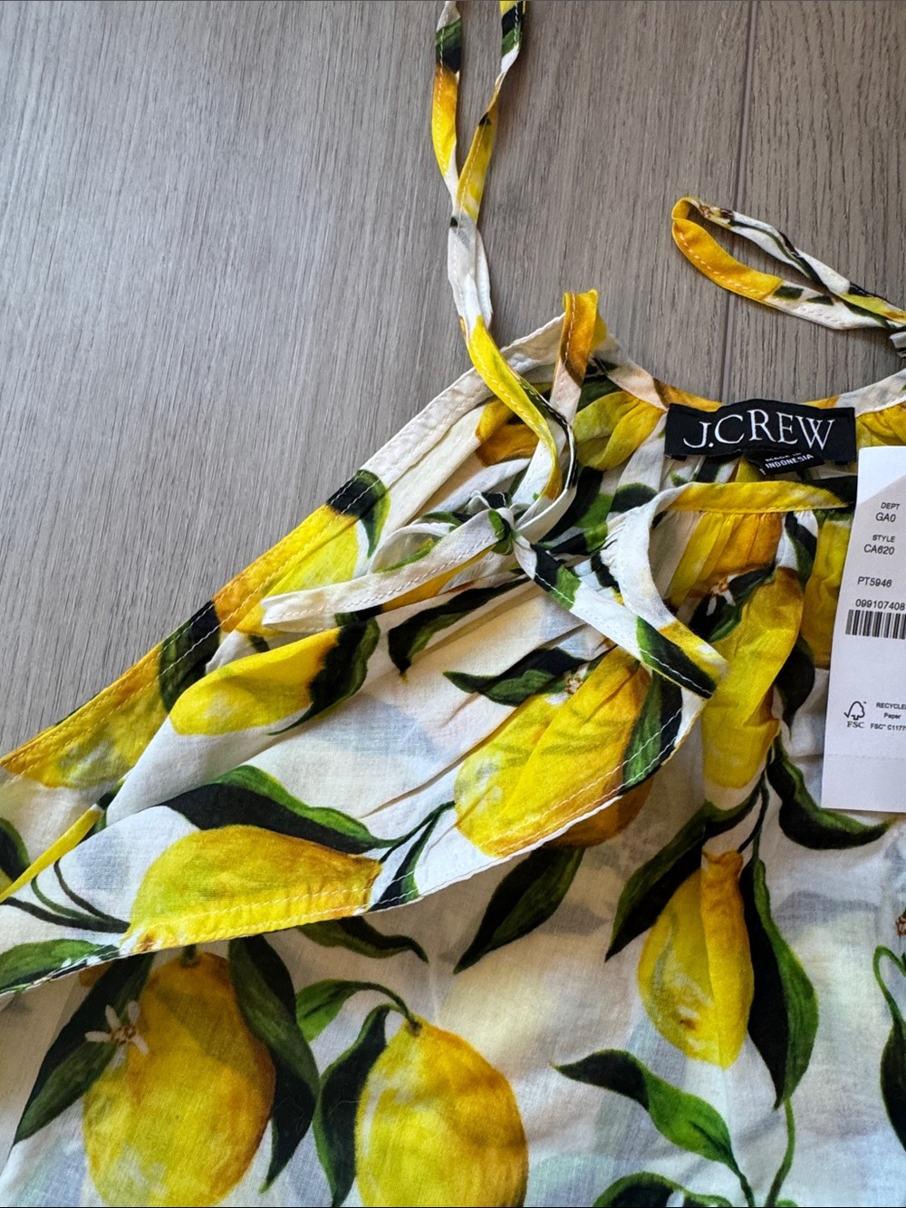 J. Crew Yellow Lemon Print Sleeveless Top - Picture 3 of 3